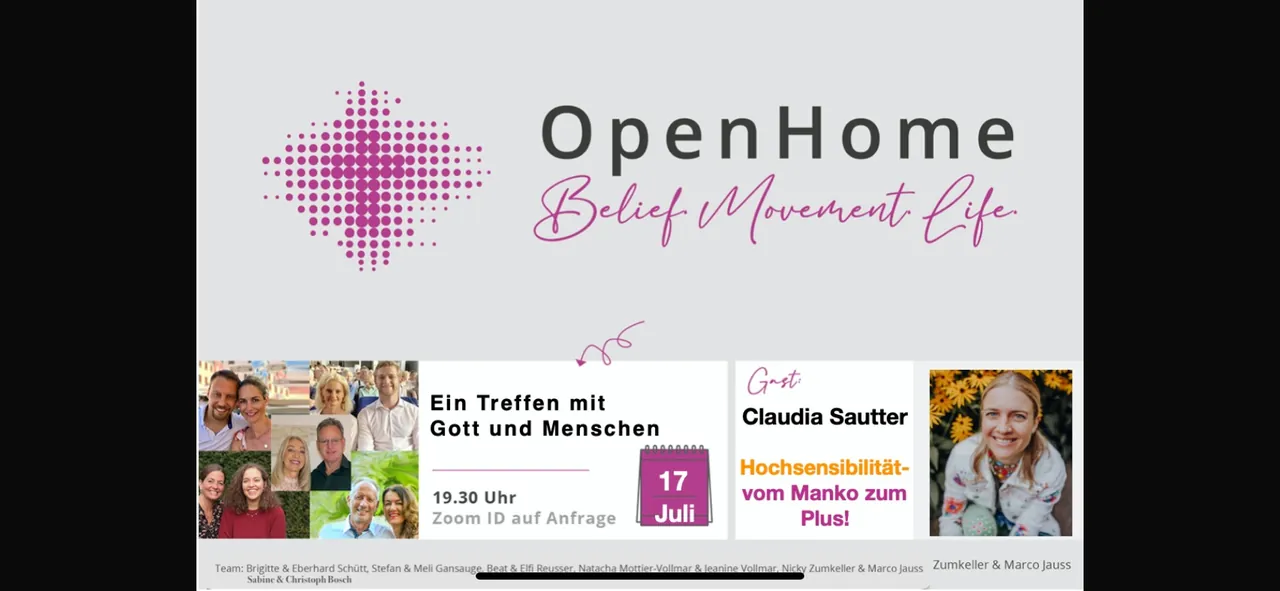 Ankündigung des Vortrags bei OpenHome mit Claudia Sautter, Hochsensibilität, vom Manko zum Plus
